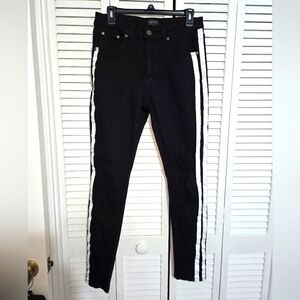 Boohoo Man Men's 32R Black Jeans with White Stripes